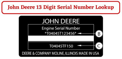 john deere vin lookup 13 digit